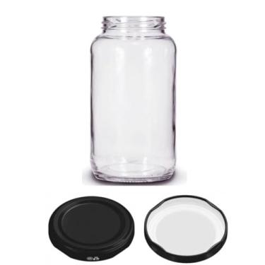 Imagem de Kit 10 Unidades - Pote de Vidro Conserva 800ml - Tampa Preta
