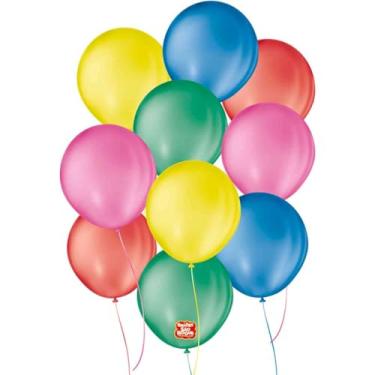 Imagem de Balão 8, São Roque, Liso, Cores Sortidas, Pacote com 50
