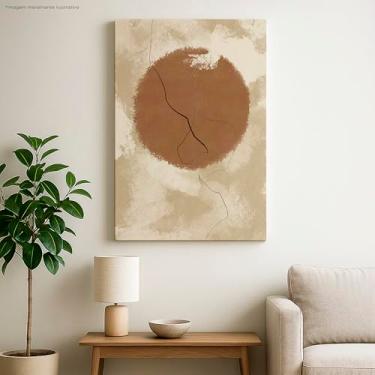 Imagem de Quadro Decorativo Abstrato Minimalista em Tela, Arte Moderna Marrom e Bege, 60x40 cm, para Sala de Estar e Quarto