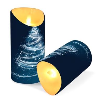 Imagem de ATTX Pacote com 2 velas brancas brilhantes para árvore de Natal – Velas LED de 7,6 cm x 15 cm com controle remoto e temporizador para casa, casamento, decoração de acampamento #354