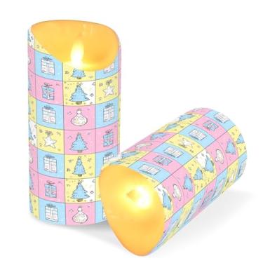 Imagem de ATTX Pacote com 2 lindas velas sem chamas para árvore de Natal – 7,6 cm x 9,9 cm com controle remoto e temporizador para casa, casamento, decoração de acampamento #302