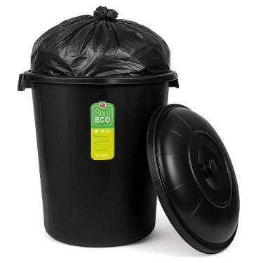 Imagem de Lixeira Gigante Coleta Seletiva Container Cesto Lixo Tampa Alça 61 Lit