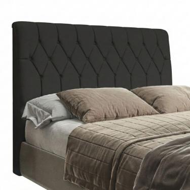 Imagem de Cabeceira Para Cama Box Casal Istambul Dobuê 1.40m Com Capitonê Suede Preto