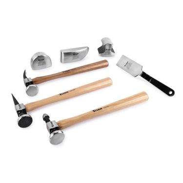 Imagem de Titan 15100 Conjunto de ferramentas profissionais de carroceria automotiva de 7 peças, martelo de reparo de carroceria e kit de carrinho com estojo de transporte resistente
