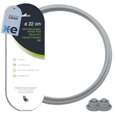 Imagem de ANAKEL HOME Junta de silicone de 22 cm e 2 vedações de válvula de pressão – Compatível com panelas de pressão WMF Perfect Plus V2/V3 – Substituição resistente ao calor, feita na Europa