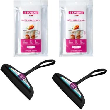 Imagem de Kit 2 Rodo de pia Preto e 2 Saco Hermético 3 Litros