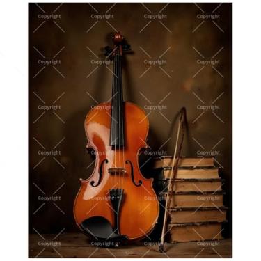 Imagem de TAOPAOLAB Kit de pintura musical por números para adultos – DIY violino e livros antigos, pintura de natureza morta em tela, 40 x 50 cm, conjunto de tinta acrílica, adequado para iniciantes, arte para