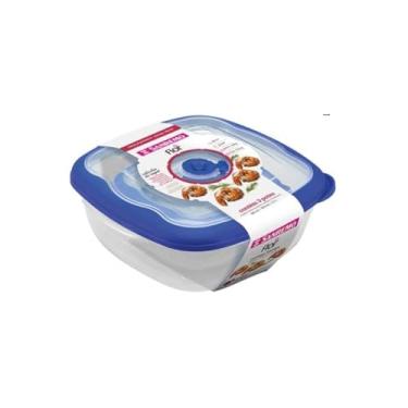 Imagem de Conjunto 3 Potes Herméticos Quadrados, Plástico Transparente com Tampa Branca, 60ml, 160ml e 380ml, com Travas de Segurança