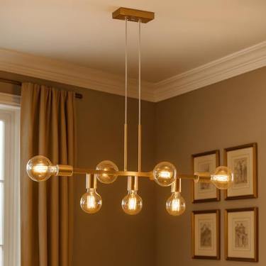 Imagem de Pendente Rubis 7 Lâmpadas 68cm Industrial (Dourado)