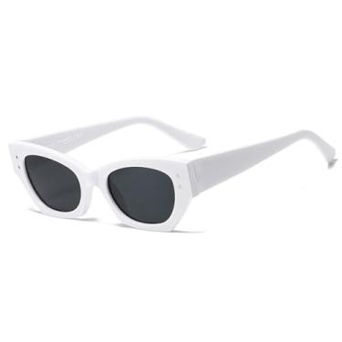Imagem de Óculos de Sol Cat Eye Candy Colors Feminino Cinza Grosso Masculino UV400 para Esportes ao Ar Livre, Corrida e Ciclismo, Branco e Cinza