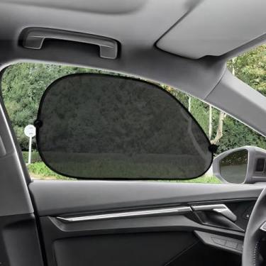 Imagem de Pacote com 2 persianas universais para janela de carro 65 x 38 cm, bloqueador de sol, telas laterais de tela para carro, proteção contra brilho e proteção contra raios UV