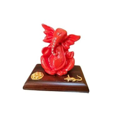 Imagem de Sahishnu Online & Marketing Estátua Ganesha para painel de carro, mini estátua indiana de Ganesha para carro, casa, escritório, templo, presente de Diwali, ídolo Murti Ganesha (laranja)