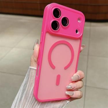 Imagem de SFDSUH Capa protetora fosca com carregamento sem fio magnético para iPhone 16e, à prova de choque e resistente a impactos (para iPhone 16e/vermelho rosado)