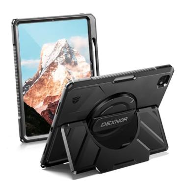 Imagem de Dexnor Capa para iPad Pro de 13 polegadas M4 2024, capa protetora robusta com alça de mão de rotação de 360°, suporte grande e estável, protetor de tela e suporte de lápis, à prova de choque, capa