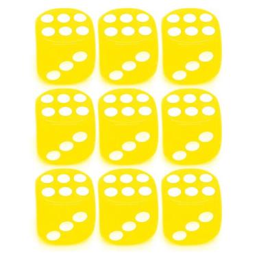 Imagem de Kit 9 Dados Amarelo 6 Lados 1mm Orixás Umbanda Erês - flash