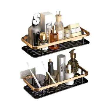 Imagem de Prateleira De Canto Para Banheiro Em Alumínio Sem Furos, Organizador D