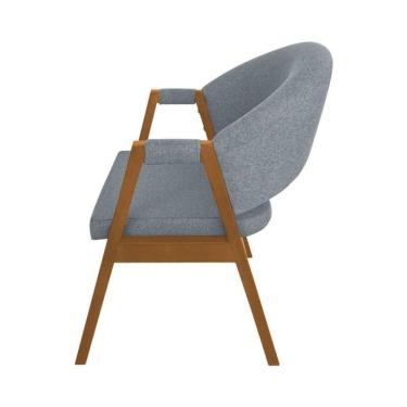 Imagem de Cadeira De Jantar Madeira Maciça Helen Premium Impermeável Cerejeira Cinza Linho