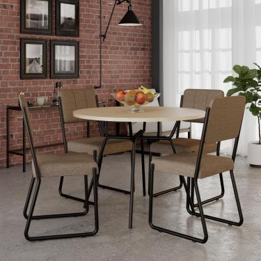 Imagem de Conjunto Mesa De Jantar Soho Redonda C/ 04 Cadeiras Next Est.preta - Ciliegio E Areia Cr Ciliegio E Areia Cr