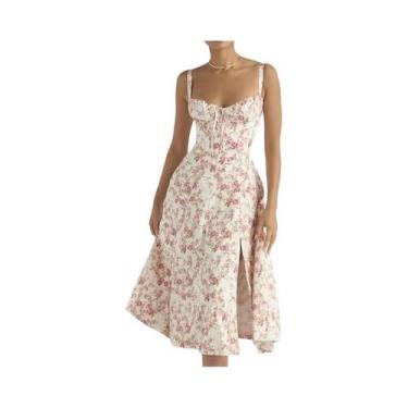 Imagem de Vestido Longo Floral De Verão Para Mulheres Com Alças Ajustáveis Midi 