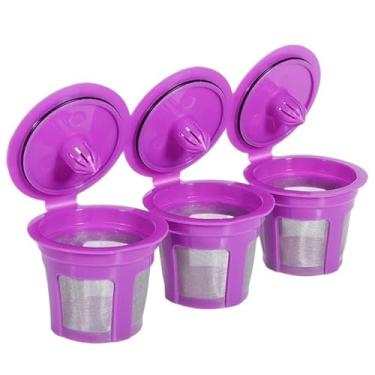 Imagem de Filtro de café reutilizável e cesta de infusão de chá, adequado para porção única ou várias xícaras para escritório em casa (rosa, 3 peças)