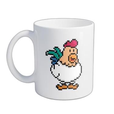 Imagem de Caneca Xícara de Café Porcelana 300ml com Desenho Galo Pixel