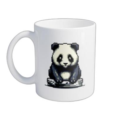 Imagem de Caneca Xícara de Café Porcelana 300ml Com Desenho Panda Pixelado