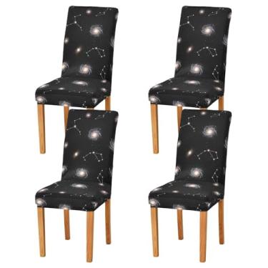 Imagem de Conjunto de 2 capas para cadeira de sala de jantar Space Black, laváveis e removíveis Parsons para casa ou festa