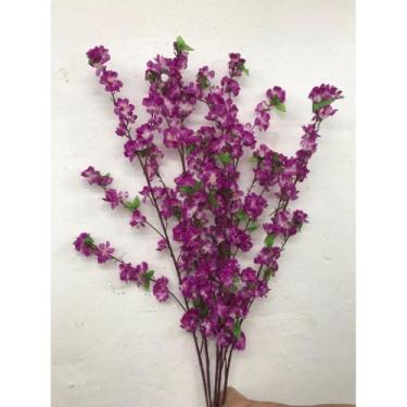 Imagem de Kit 10 Galhos de Cerejeira Pessegueiro Artificial 1,2m – Flores Grandes para Decoração de Casa e Eventos(ROXO)