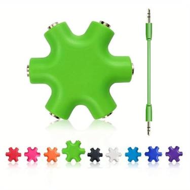 Imagem de Divisor de floco de neve para fone de ouvido de áudio, adaptador de fone de ouvido com cabo auxiliar universal (verde)