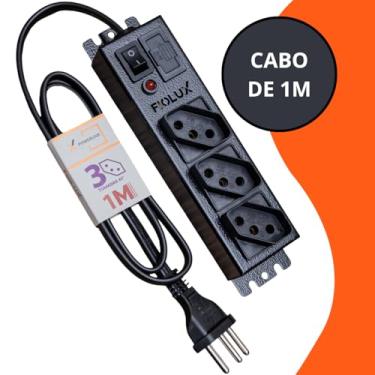 Imagem de Filtro De Linha 3 Tomadas Cabo De 1 Metro Metálico Extensão Régua Protetor Energia Elétrica Profissional Com Fusível Bivolt 110 127 220 Fiolux Powerlink 110V 127V 220V Corpo em Metal 1M