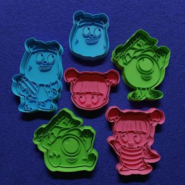 Imagem de Cortador Biscoito Molde Forma MONSTROS S.A Marcador Carimbo Pasta Amer