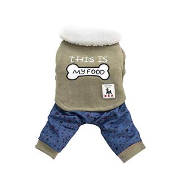 Imagem de Roupas para Pets Camisetas de Cão Algodão Casacos Gato Macios Quentes Macacões Inverno com Padrão Estrela Casaco Botão Pequenos e Médios