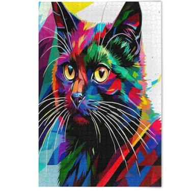 Imagem de Bright Colorful Cat Cute Jigsaw Puzzle for Adults 500 Pieces White Elephant Difficult Puzzles Cartoon Animal Art, 500 Pieces, 20.5" x 14.9"