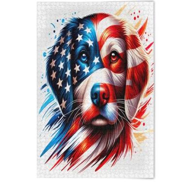 Imagem de Quebra-cabeça de 1000 peças para adultos arte de paisagem floral cachorro desenho patriótico fofo legal criativo amantes de elefantes brancos, presentes, 1000 peças, 75 x 50 cm