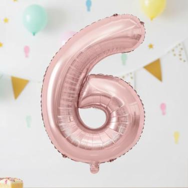 Imagem de 1 balão número metálico rosa de 81 cm, balão reutilizável de alumínio para decorações de festa de aniversário e aniversário