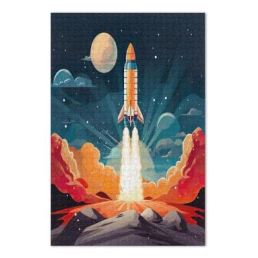 Imagem de Spacecraft Takes Off Puzzle 500 peças adulto, jogos de quebra-cabeça, jogos divertidos para adultos
