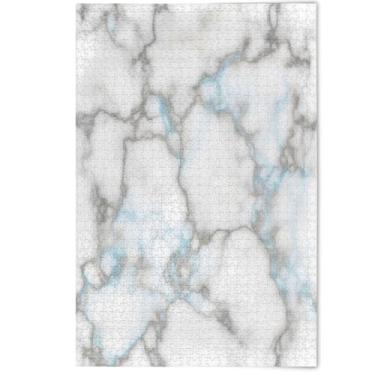 Imagem de Quebra-cabeça para adultos 1000 peças estampa de flores animais mármore branco cinza azul veia natureza divertido quebra-cabeças divertido bobo, 1000 peças, 75 x 50 cm