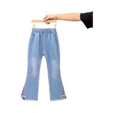 Imagem de Calças Jeans Com Cintura Elástica Para Meninas, Bonitas Com Laço, Deni