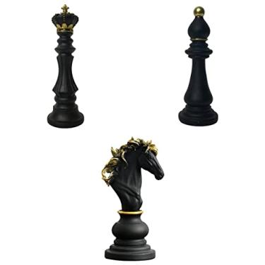Imagem de IEUDNS 3 peças de xadrez modernas para jogos de tabuleiro, escultura, enfeite de mesa, decoração de mesa