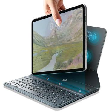 Imagem de Teclado Smart Para iPad A16 11th 11"Geração A2696/a2757/a2777com compatível iPad 10ª Geração 10.9" Polegadas 2022 A3354/A3355/A3356 (Preto)