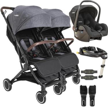 Imagem de Carrinho de Gemeos Bebe Conforto ISOFIX Kiddo Sprint Grafite