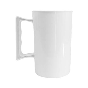Imagem de Kit 10 Unidades Caneca Liso Chopp Bebidas Acrílico Copo Com Alça Para Cerveja 350ml (Branco)
