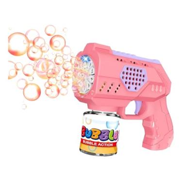 Imagem de Lança Bolha de Sabão Automática Luz LED Pistola Máquina de Bolhas Brinquedo de Verão para Presente Dia das Crianças Aniversário Casamento Festa Natal (Rosa)