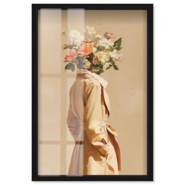 Imagem de Head Full of Spring Flowers Shadowbox Print Floral Glam Wall Art por Art Remedy, moldura preta, 53 x 78 cm