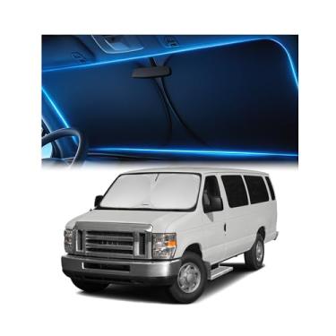 Imagem de Para-brisa para Ford Econoline E-Series Van & Motorhome E-150 E-250 E-350 E-450 1992-2026 – Design atualizado de camada dupla, recorte espelhado, bloqueia 99% dos raios UV, para-sol para para-brisas