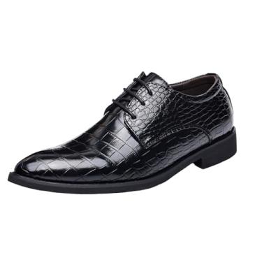 Imagem de Tênis masculino fashion casual verão cor sólida negócios formal sola macia sapatos de couro, Preto, 42