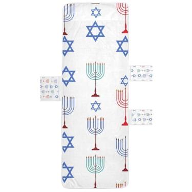 Imagem de Menorahs Símbolos de estrela branca capa de espreguiçadeira toalha de cadeira de piscina lounge toalha de praia pátio espreguiçadeira de piscina 215,9 cm x 76,2 cm