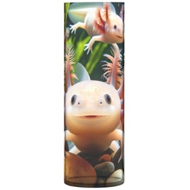 Imagem de Axolotls Vasos de flores decorativos de animais fofos cilíndricos vaso redondo de plástico personalizado vasos bonitos exclusivos para decoração de casa, 30 cm x 9,9 cm