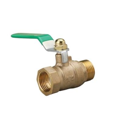 Imagem de 1 mini válvula de esfera de latão compressor de ar água gás óleo válvula de desligamento 1/20.3 cm 1/10.2 cm 3/20.3 cm 1/5.1 cm BSPT rosca macho para fêmea (MF, 1I2)