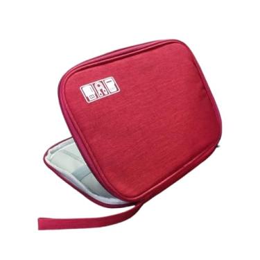 Imagem de QPDRNC Caixa de relógio para Apple Watch, capa de dados, cabo de viagem, relógio inteligente, bolsa de armazenamento, caixa organizadora de relógios (vermelha)